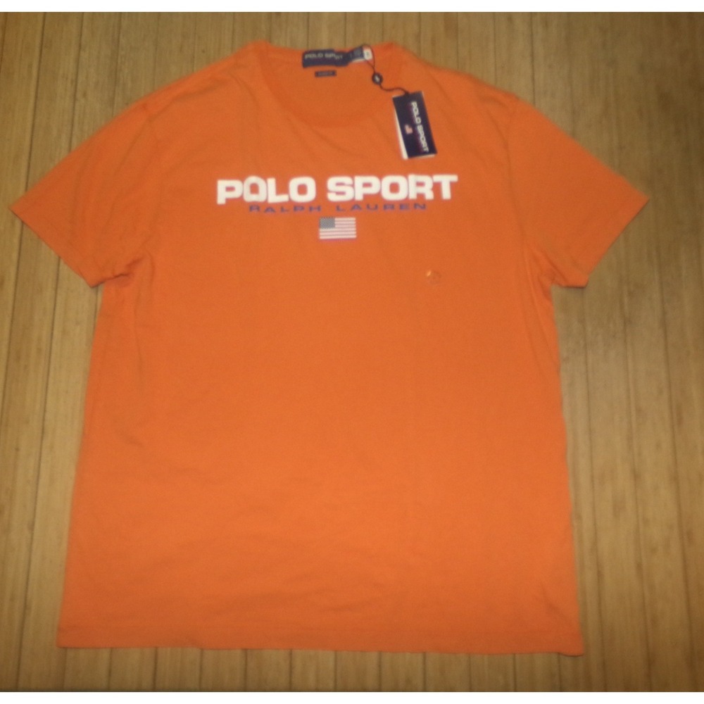 Polo Sport Ralph Lauren Orange Graphic Logo T-Shirt Mens Large NWT